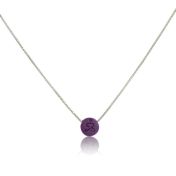 Just Be - Sterling Silver Box Chain Necklace with Purple Pendant