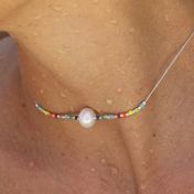 Magic Pearl and Colorful beads silver Necklace
