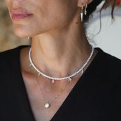 Elegant Pearls Necklace with rectangle Charms