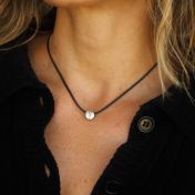 Be Strong with a diamond Black Cord with Sterling Silver Pendant