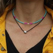 Pink and Turquoise beads Necklace
