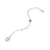 JUST BE - Sterling Silver Bold Link Bracelet with a purple Crystal