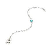 BE PURE  - Sterling Silver Bold Link Bracelet with light blue Crystal