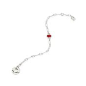 BE STRONG - Sterling Silver Bold Link Bracelet with red Crystal