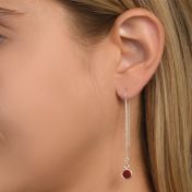 BE STRONG -  Tail Sterling Silver Earrings with red Crystal