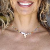 BE STRONG - 14K Gold vermeil pendant with baroque pearl necklace
