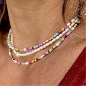 Half and half pearls & colorful beads Necklace