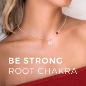 BE STRONG - Sterling Silver Necklace with red Crystal