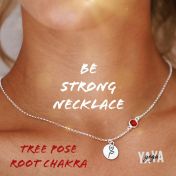 BE STRONG - Sterling Silver Necklace with red Crystal
