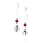 BE STRONG -  Sterling Silver Earrings with red Crystal