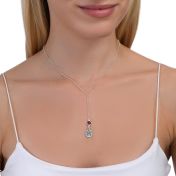 JUST BE - Tail Chain Sterling Silver Necklace purple Crystal