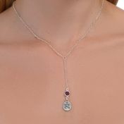 JUST BE - Tail Chain Sterling Silver Necklace purple Crystal