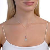 BE STRONG -  Tail Sterling Silver Necklace with red Crystal