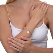 BE CREATIVE -Sterling Silver Beads Bracelet with orange Crystal