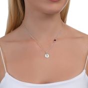 BE STRONG - Sterling Silver Necklace with red Crystal