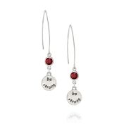 BE STRONG -  Sterling Silver Earrings with red Crystal