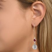 BE STRONG -  Sterling Silver Earrings with red Crystal