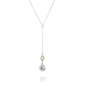 BE LOVE - Tail Chain Sterling Silver Necklace with green Crystal
