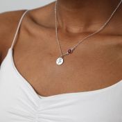 BE STRONG - Sterling Silver Necklace with red Crystal