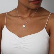 BE STRONG - Sterling Silver Necklace with red Crystal