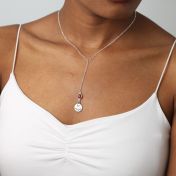 BE STRONG -  Tail Sterling Silver Necklace with red Crystal