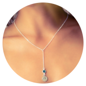 BE PURE - Tail Chain Sterling Silver Necklace with light blue Crystal