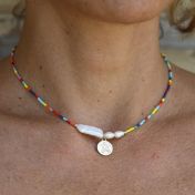 JUST BE -  14K Gold vermeil pendant with baroque pearl necklace