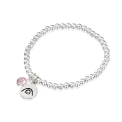 BE CREATIVE -Sterling Silver Beads Bracelet with orange Crystal