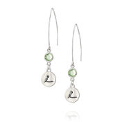 BE LOVE -  Sterling Silver Earrings with green Crystal