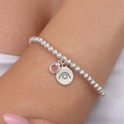 BE CREATIVE -Sterling Silver Beads Bracelet with orange Crystal