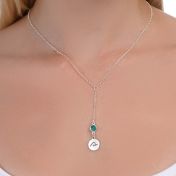 BE PURE - Tail Chain Sterling Silver Necklace with light blue Crystal
