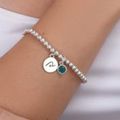 BE PURE  - Sterling Silver Beads Bracelet with light blue Crystal