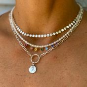 Chakrasana - 7 Colorful Sterling Silver drops Pearl Necklace