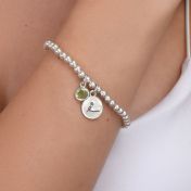 BE LOVE - Sterling Silver Beads Bracelet with green Crystal