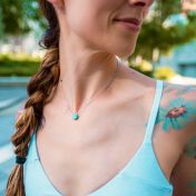 Be Pure - Sterling Silver Box Chain Necklace with light blue Pendant