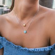 Be Pure - Sterling Silver Box Chain Necklace with light blue Pendant