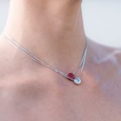 Be Strong - Sterling Silver Box Chain Necklace with Red Pendant
