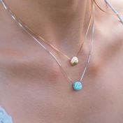 Be Pure - Sterling Silver Box Chain Necklace with light blue Pendant