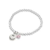 BE CREATIVE -Sterling Silver Beads Bracelet with orange Crystal