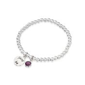 JUST BE - Sterling Silver Beads Bracelet with purple crystal