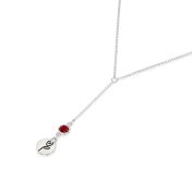 BE STRONG -  Tail Sterling Silver Necklace with red Crystal