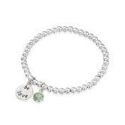 BE LOVE - Sterling Silver Beads Bracelet with green Crystal