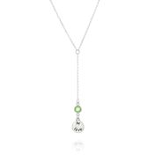 BE LOVE - Tail Chain Sterling Silver Necklace with green Crystal