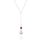 BE STRONG -  Tail Sterling Silver Necklace with red Crystal