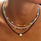 Chakrasana - 7 Colorful Sterling Silver drops Pearl Necklace