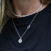 BE FREE - Sterling Silver Necklace with blue Crystal