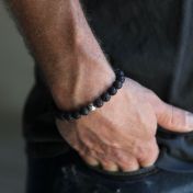 Black Lava Stone Men Bracelet