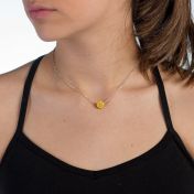 Be Brave - Sterling Silver Box Chain Necklace - Yellow Pendant