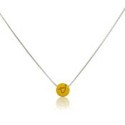 Be Brave - Sterling Silver Box Chain Necklace - Yellow Pendant