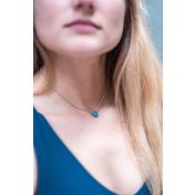 BE FREE - Sterling Silver Ball Chain Necklace with Blue Pendant